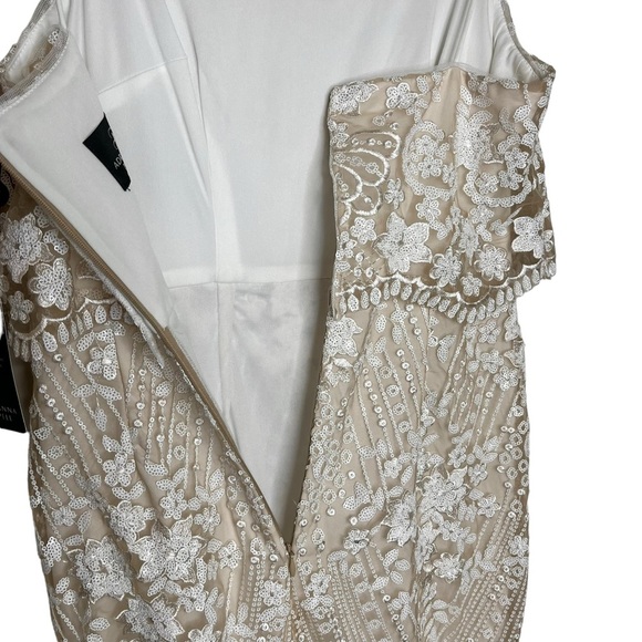 Adrianna Papell NWT Sequin Popover Mermaid Gown in Pearl Size 6 - Picture 8 of 16